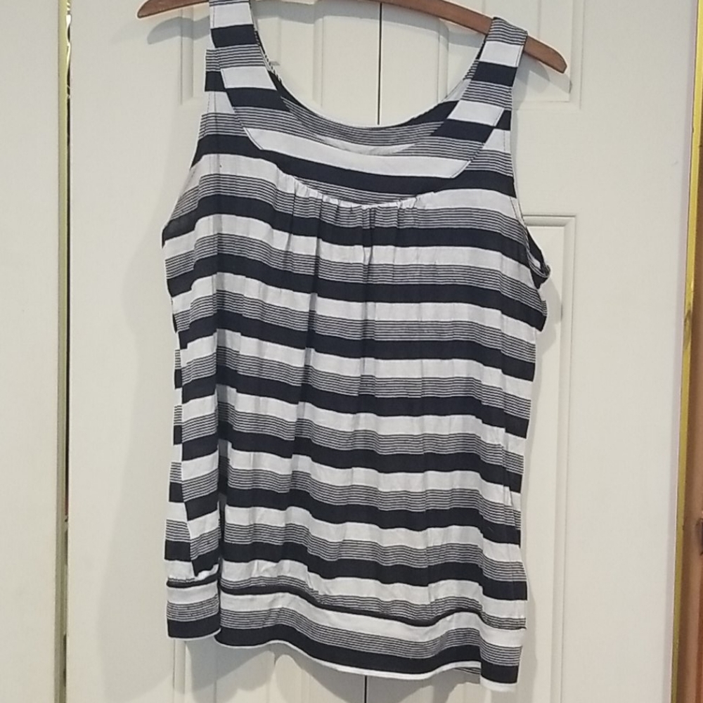 Navy & white striped tank - maternity
